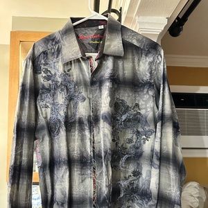 Robert Graham Limited Edition Embroidered X/L L/S Back/Grey